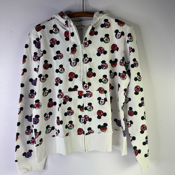 Walt Disney World Tops - VTG Disney Around the World Epcot raw hen long sleeve zipper hoodie top  XXL
